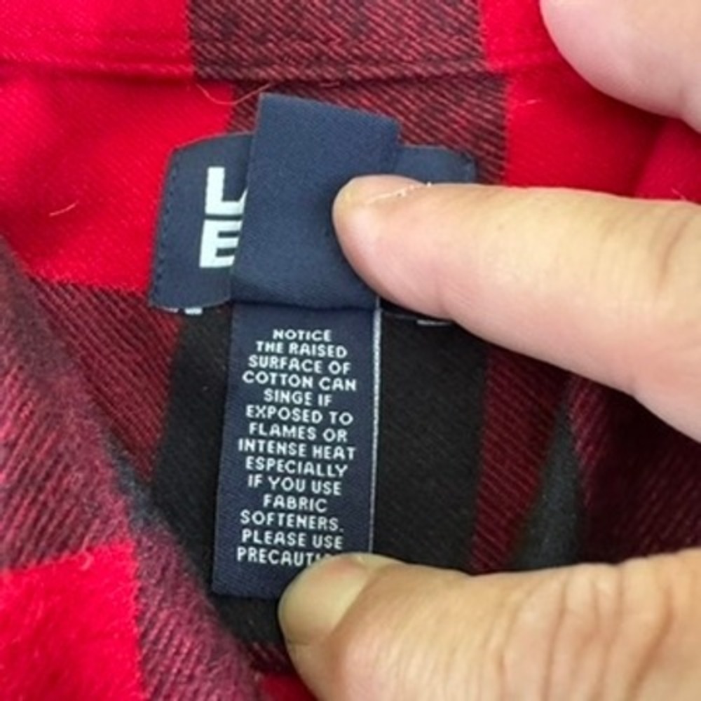 Lands End Flannel Shirt Mens L Buffalo Check Cotton Traditional Fit Red Black - Picture 5 of 11